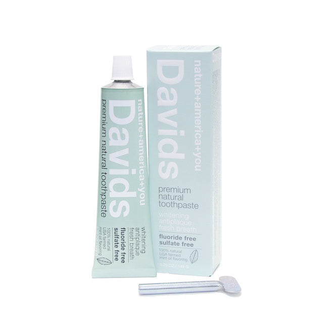 David's Natural Toothpaste Flouride and SLS-free in recyclable metal tube