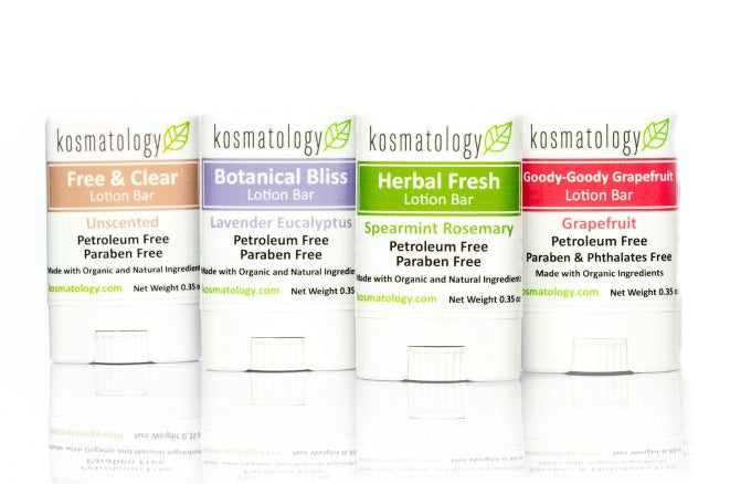 Kosmatology Mini Lotion Bars in four natural scents