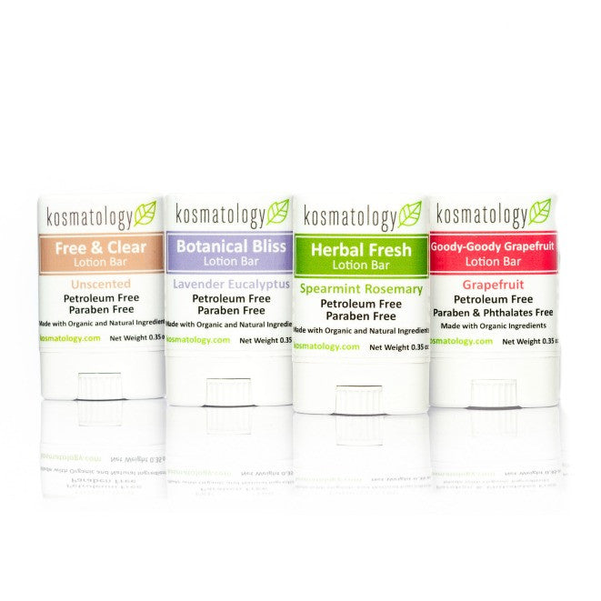 Kosmatology Mini Lotion Bars in four natural scents