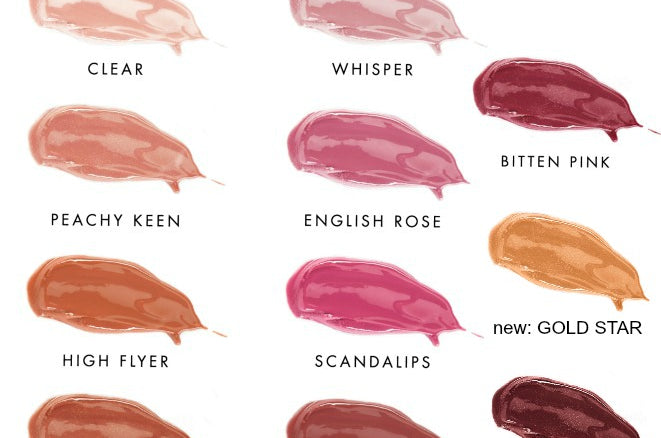 Lily Lolo Lip Gloss Swatches including holiday shades Big Bang and Gold Star