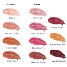 Lily Lolo Lip Gloss Swatches including holiday shades Big Bang and Gold Star