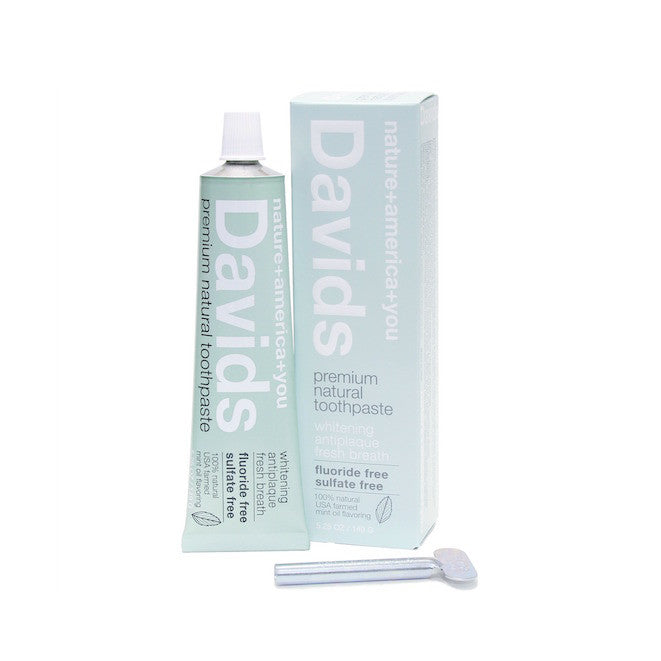 David's Natural Toothpaste Flouride and SLS-free in recyclable metal tube